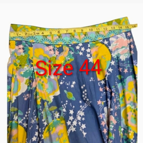 Emporio Sirenuse Flaminia Pleated Printed Cotton Blue & Green A-Line Skirt NWT - Picture 14 of 16